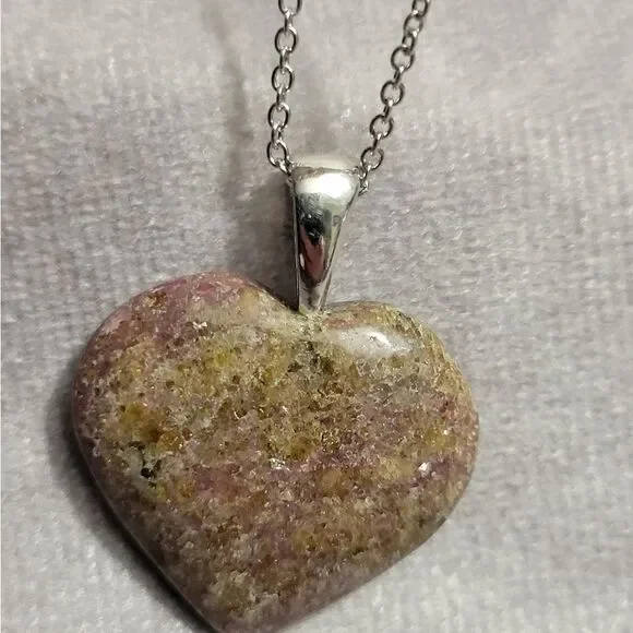 Karis Rhodonite Heart Pendant Necklace